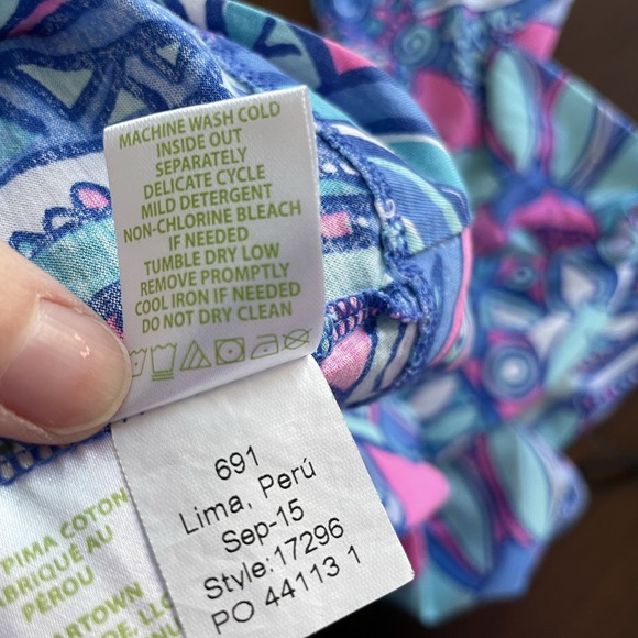 Lilly Pulitzer Women L Alida Boatneck 3/4 Sleeve Top Multi Sea Jewels Blue Pink - Picture 14 of 14